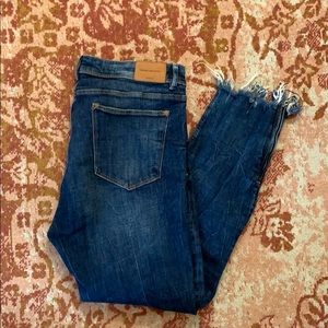 Zara dark wash distressed jeans